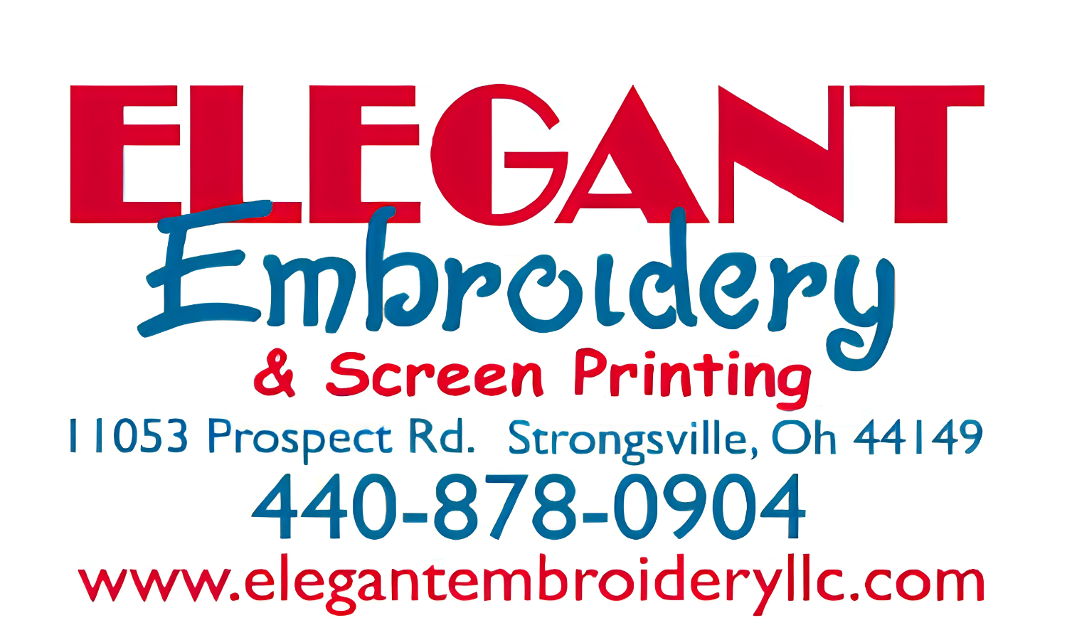 Elegant Embroidery LLC business spotlight by Acclaimed Realty featuring a custom apparel and embroidery business in Strongsville, Ohio.
