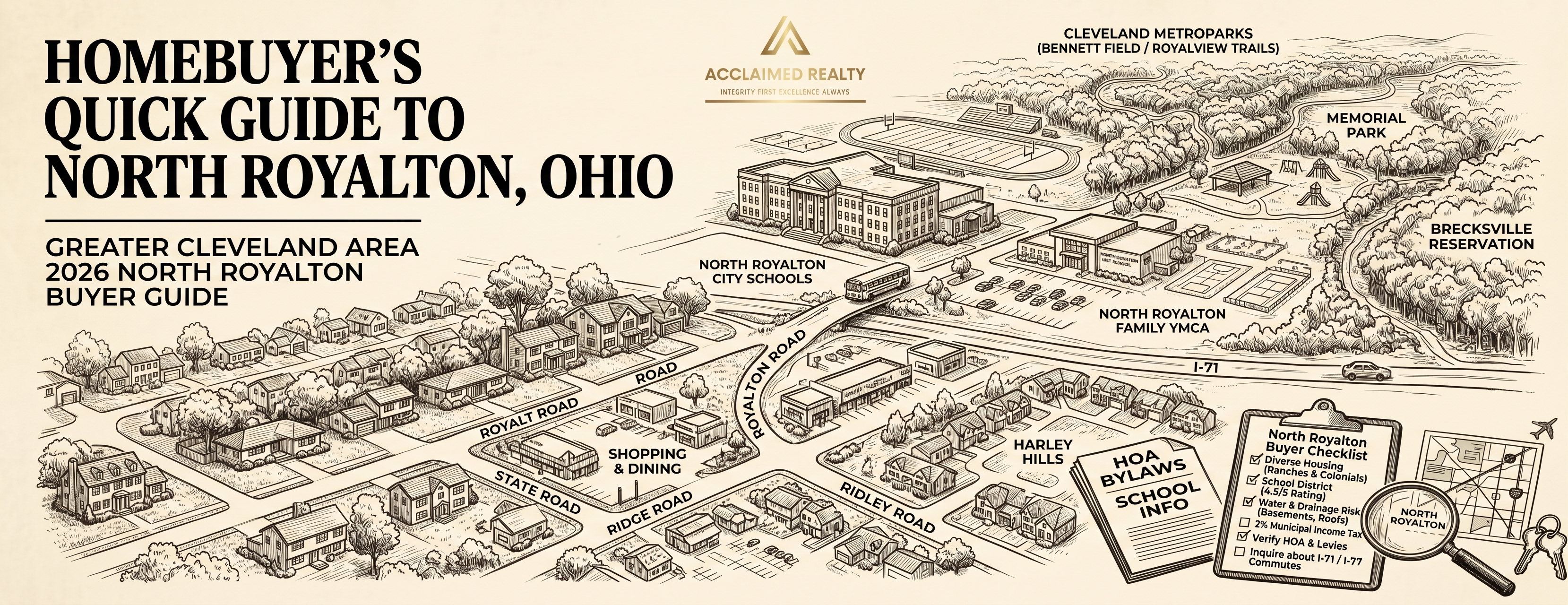 North Royalton, Ohio real estate and suburban neighborhoods featuring homes, green spaces, and community amenities in 2026.