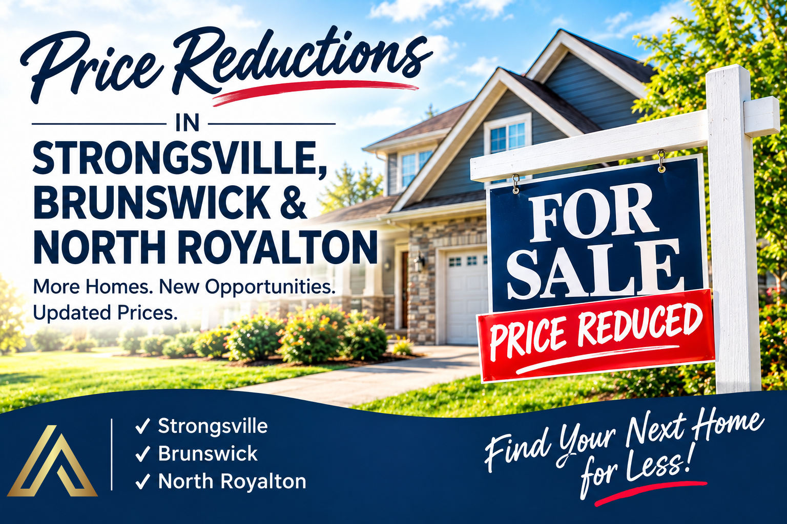 Explore homes with recent price reductions in Strongsville, Brunswick, and North Royalton, Ohio. See updated prices and local real estate opportunities.