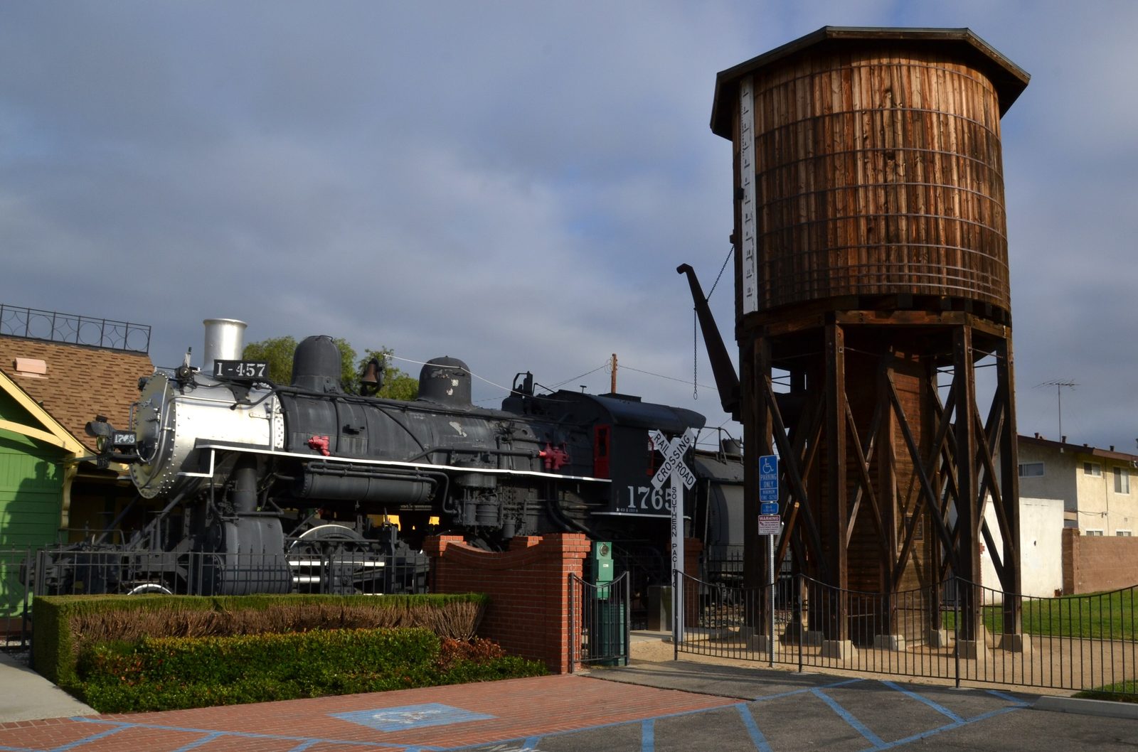A Southern Pacific steam locomotive on display at the Lomita Railroad Museum