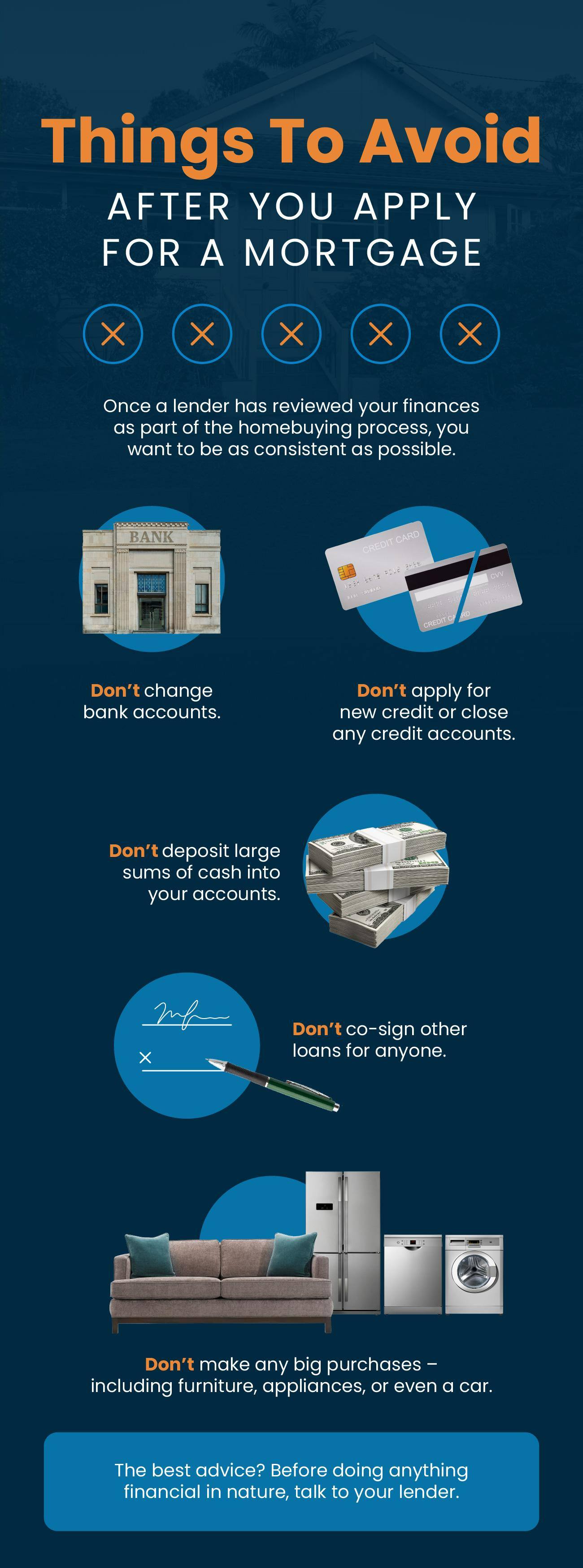 Things to Avoid After Applying for a Mortgage header image.