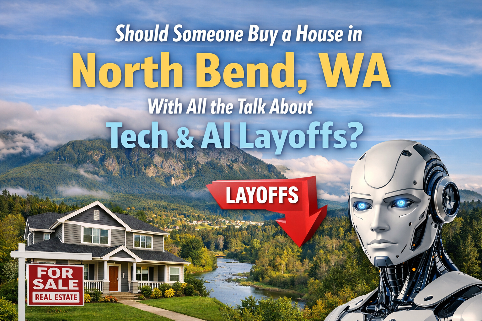 Should You Buy A House In North Bend With All the Talk About AI & Tech Layoffs? header image.