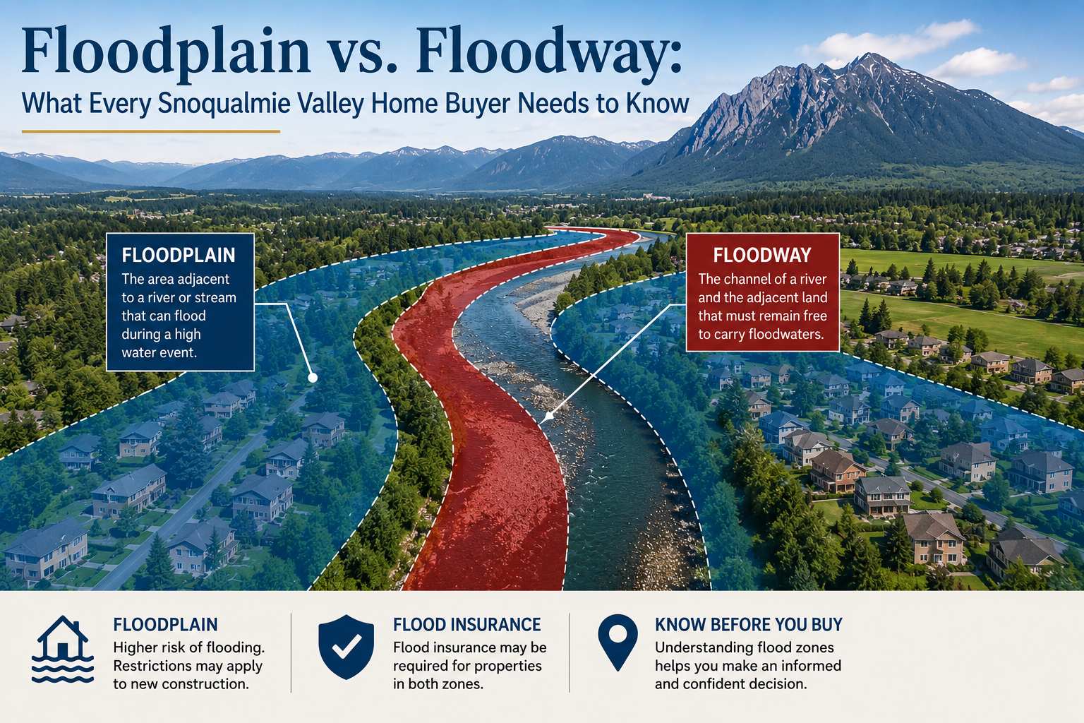 Floodplain vs. Floodway: What Every Snoqualmie Valley Home Buyer Needs to Know header image.