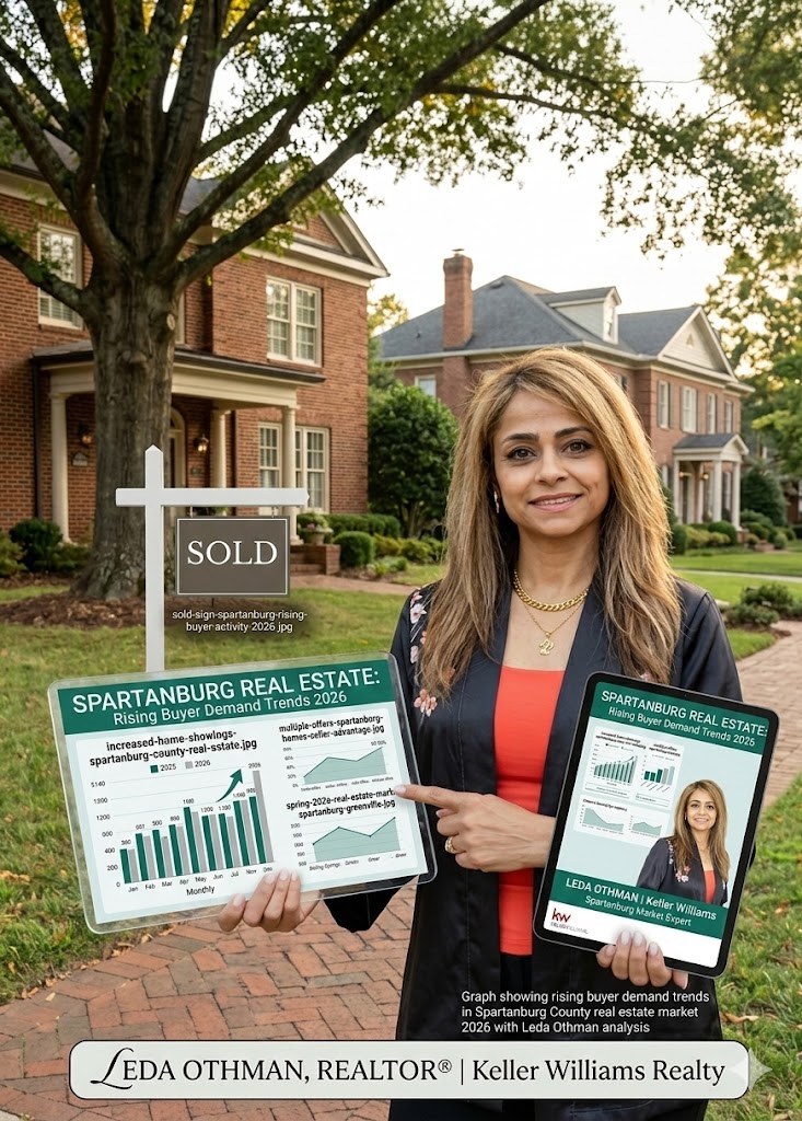 Graph showing rising buyer demand trends in Spartanburg County real estate market 2026 with Leda Othman analysis