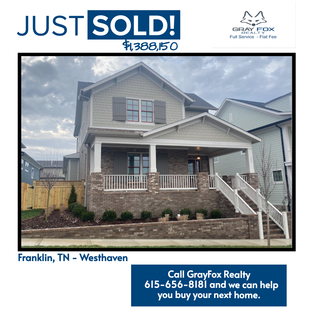 Gray Fox Realty agent helps a dear friend find perfect home in Westhaven Community in Franklin, TN header image.