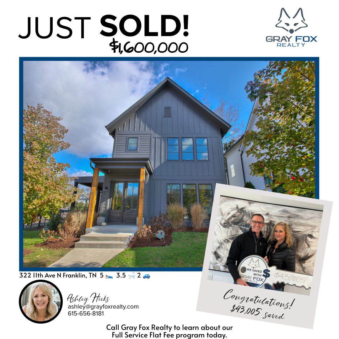 SOLD in Downtown Franklin for $1,600,000 and seller saved $43,005 header image.