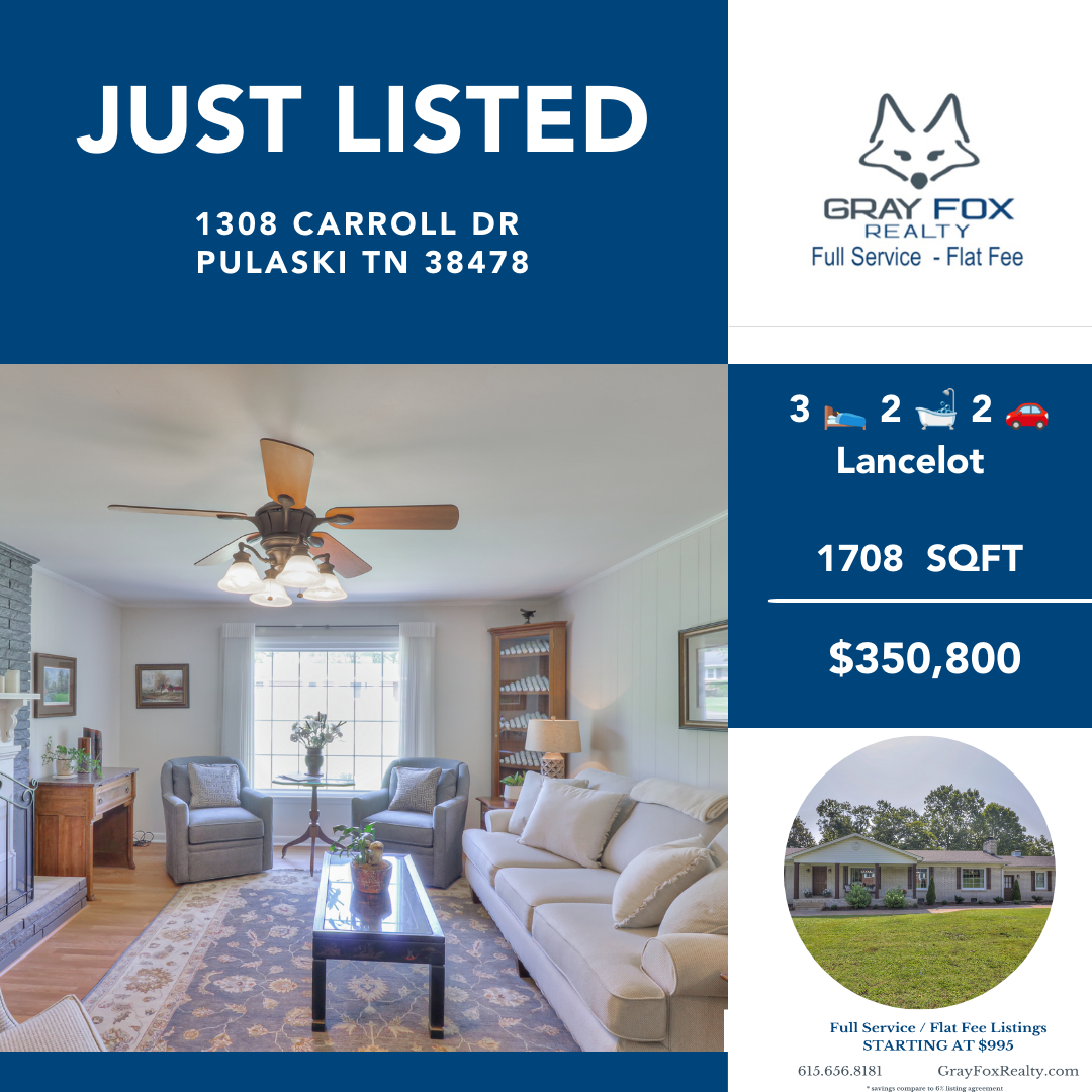 Just Listed: Charming 3 BR/2 BA Home in Pulaski, TN - 1308 Carroll Dr, 38478 header image.
