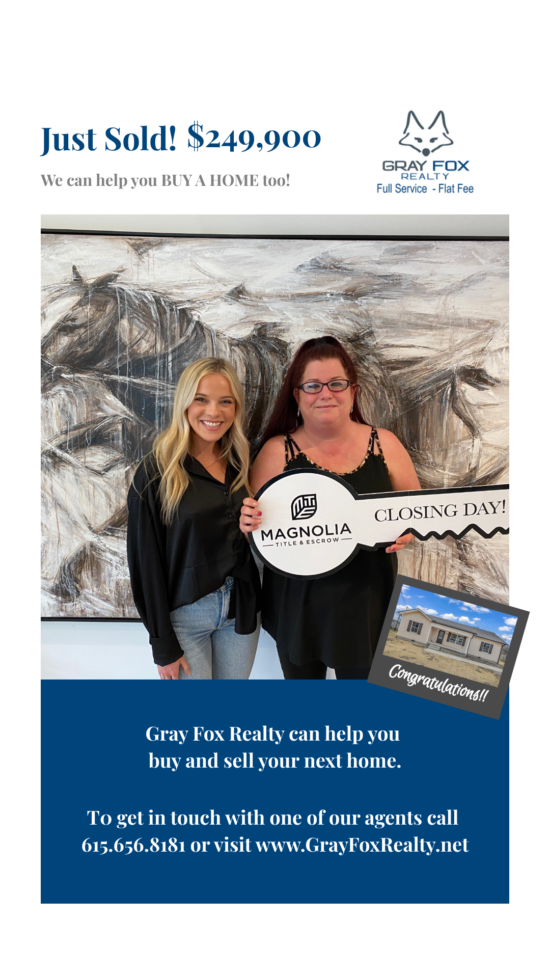 Riley at Gray Fox Realty helps buyer find her next home header image.