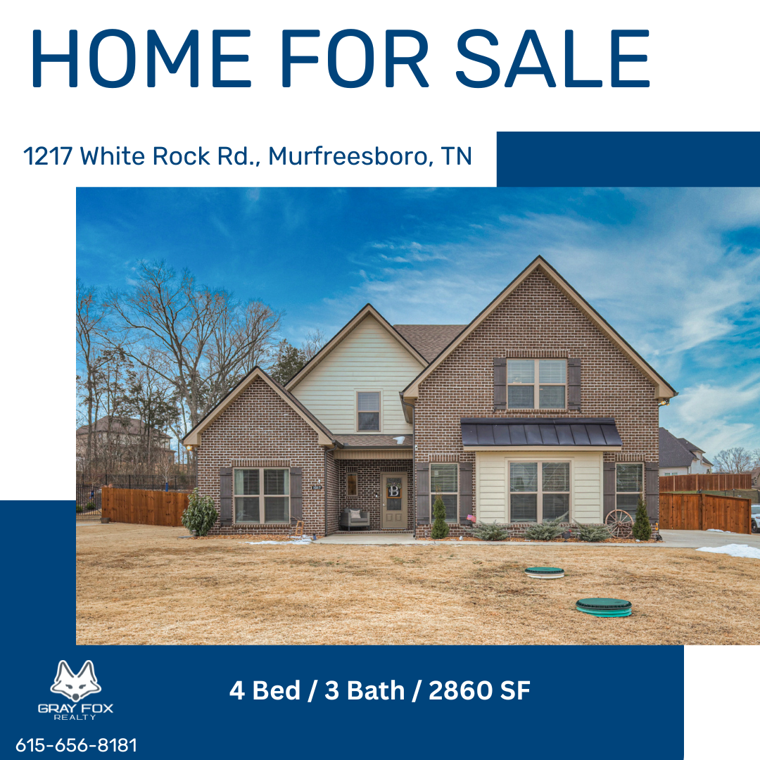🏡 Nearly New Home on a Large Lot in Cascade Falls – 1217 White Rock Road, Murfreesboro, TN header image.