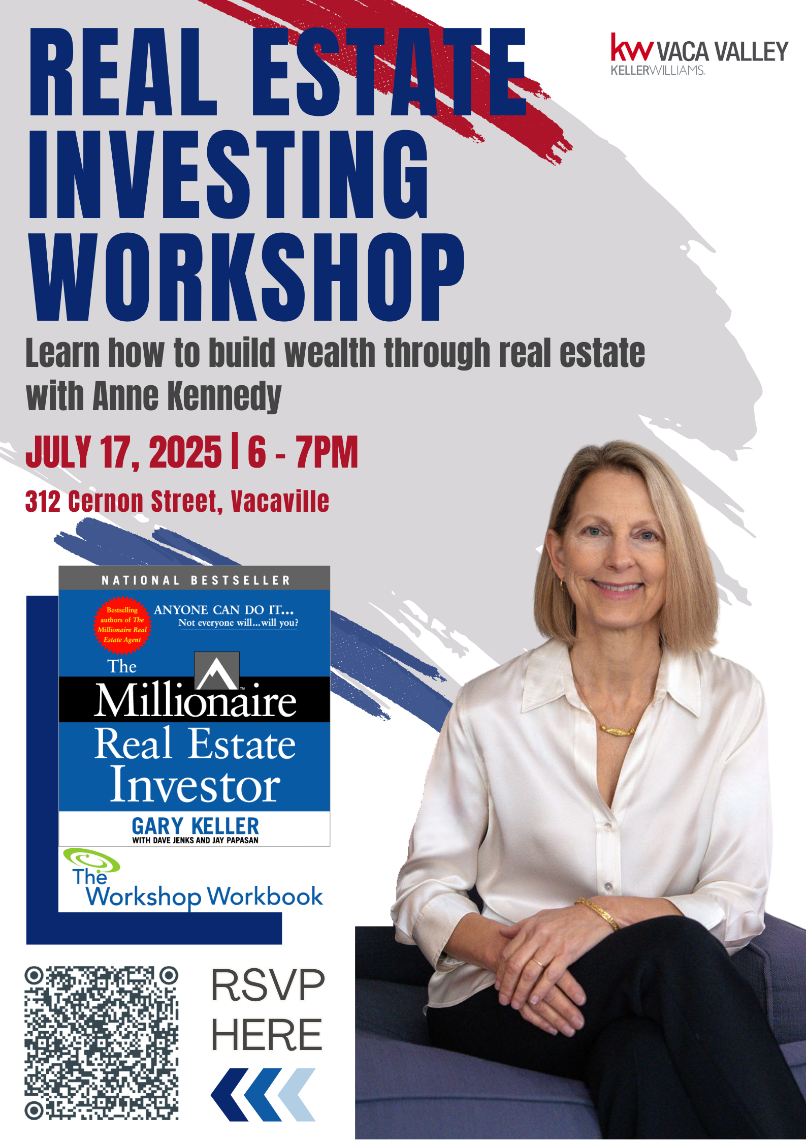 Build Wealth Through Real Estate: Real Estate Investing Workshop with Anne Kennedy at KW Vacaville – July 17 header image.