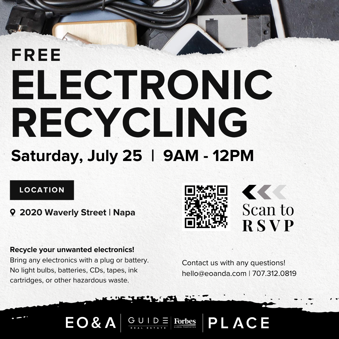 Free Electronic Recycling Event in Napa: Recycle Unwanted Electronics on July 25 header image.