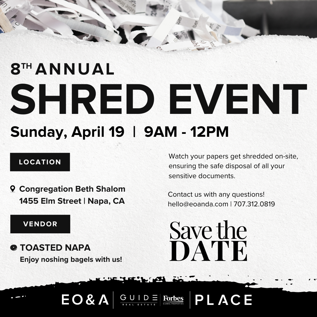 Community shred event in Napa California with secure document shredding and local gathering hosted by EO&A