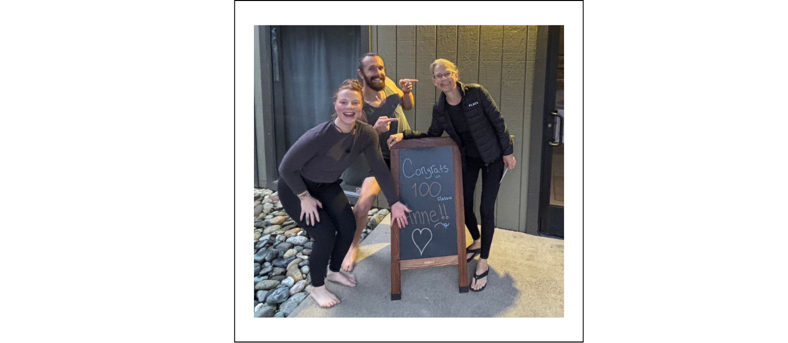 Anne Kennedy celebrating 100 classes at SoundMind Studios