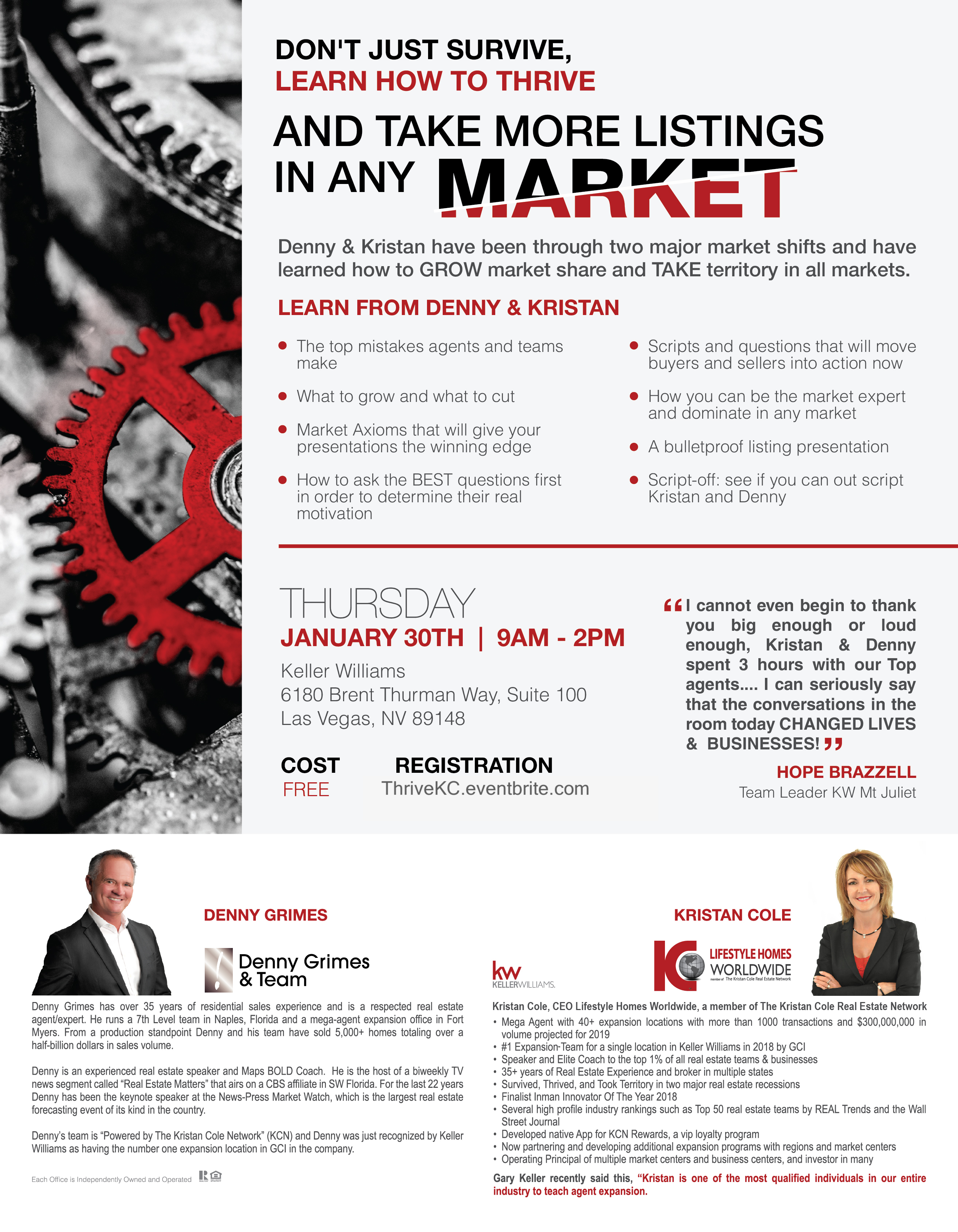 Don’t Just Survive, Learn How to Thrive and Take More Listings in Any Market with Kristan Cole & Denny Grimes in Las Vegas, NV header image.