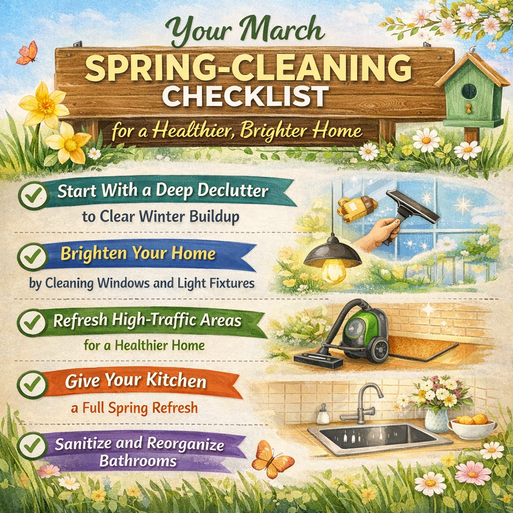 March Spring Cleaning Checklist header image.