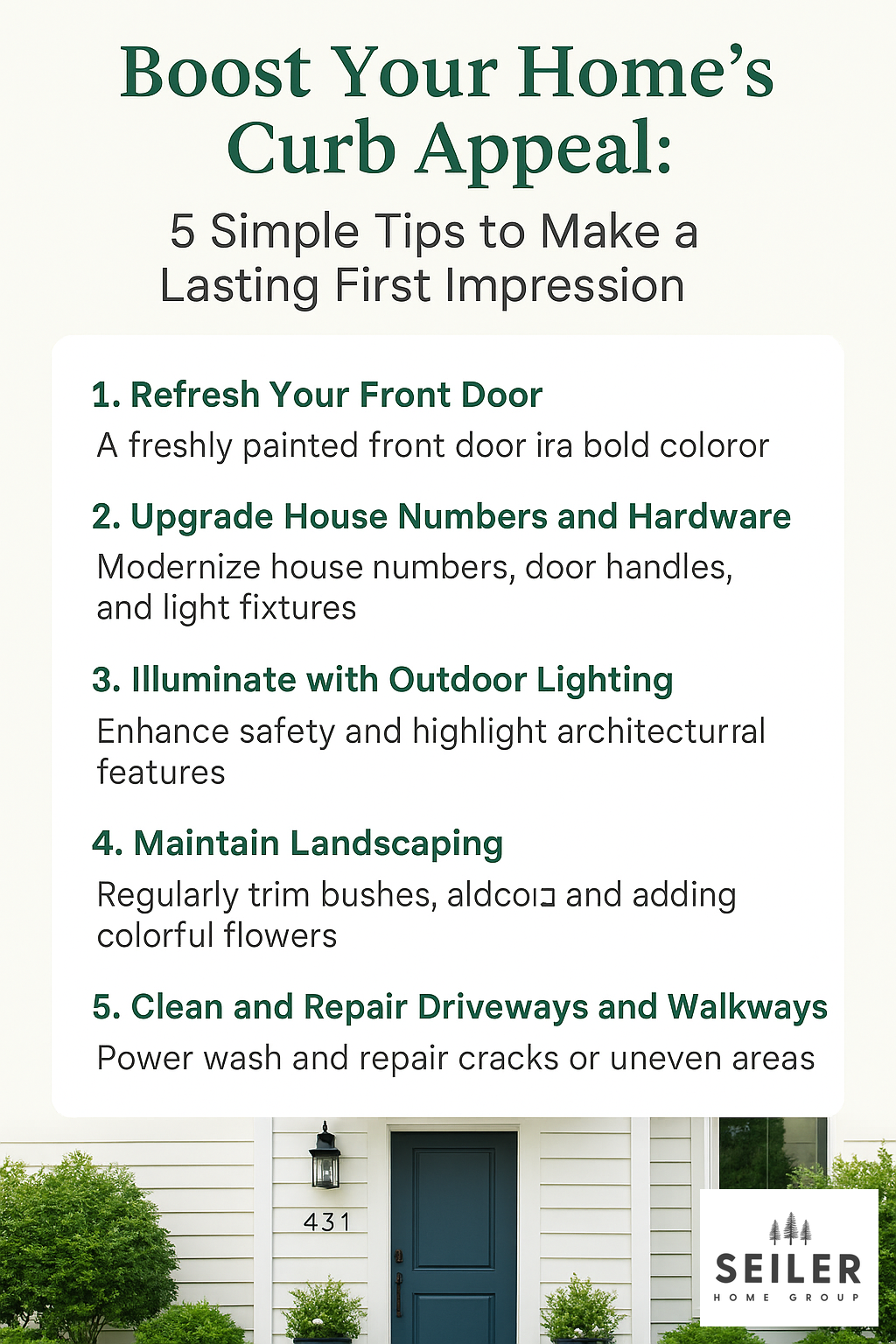 Boost Your Home's Curb Appeal: 5 Simple Tips to Make a Lasting First Impression header image.