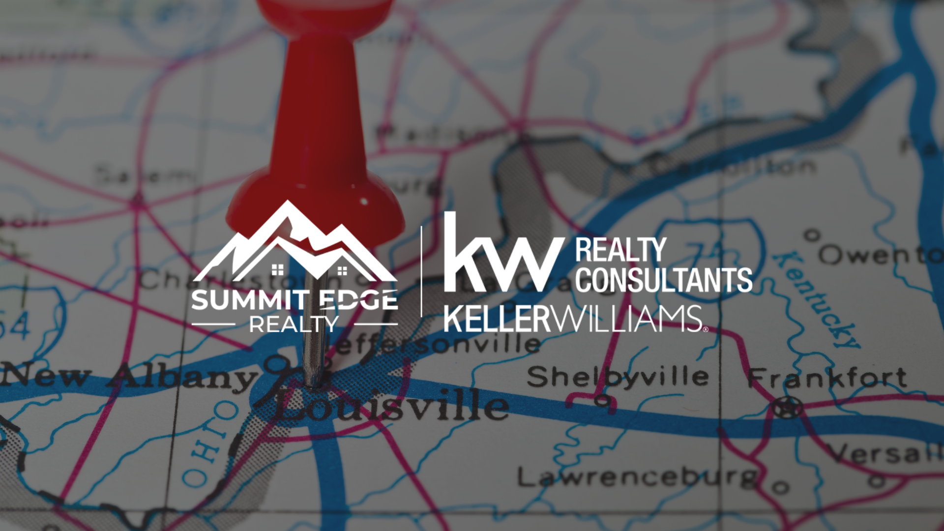 Map of Southern Indiana and Louisville, Kentucky with the Summit Edge Realty logo in the foreground.