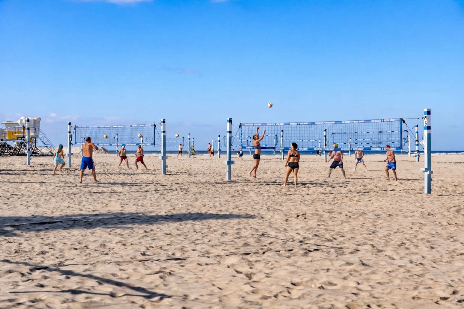 Mission Beach Home Neighborhood Volleyball Players on Beach