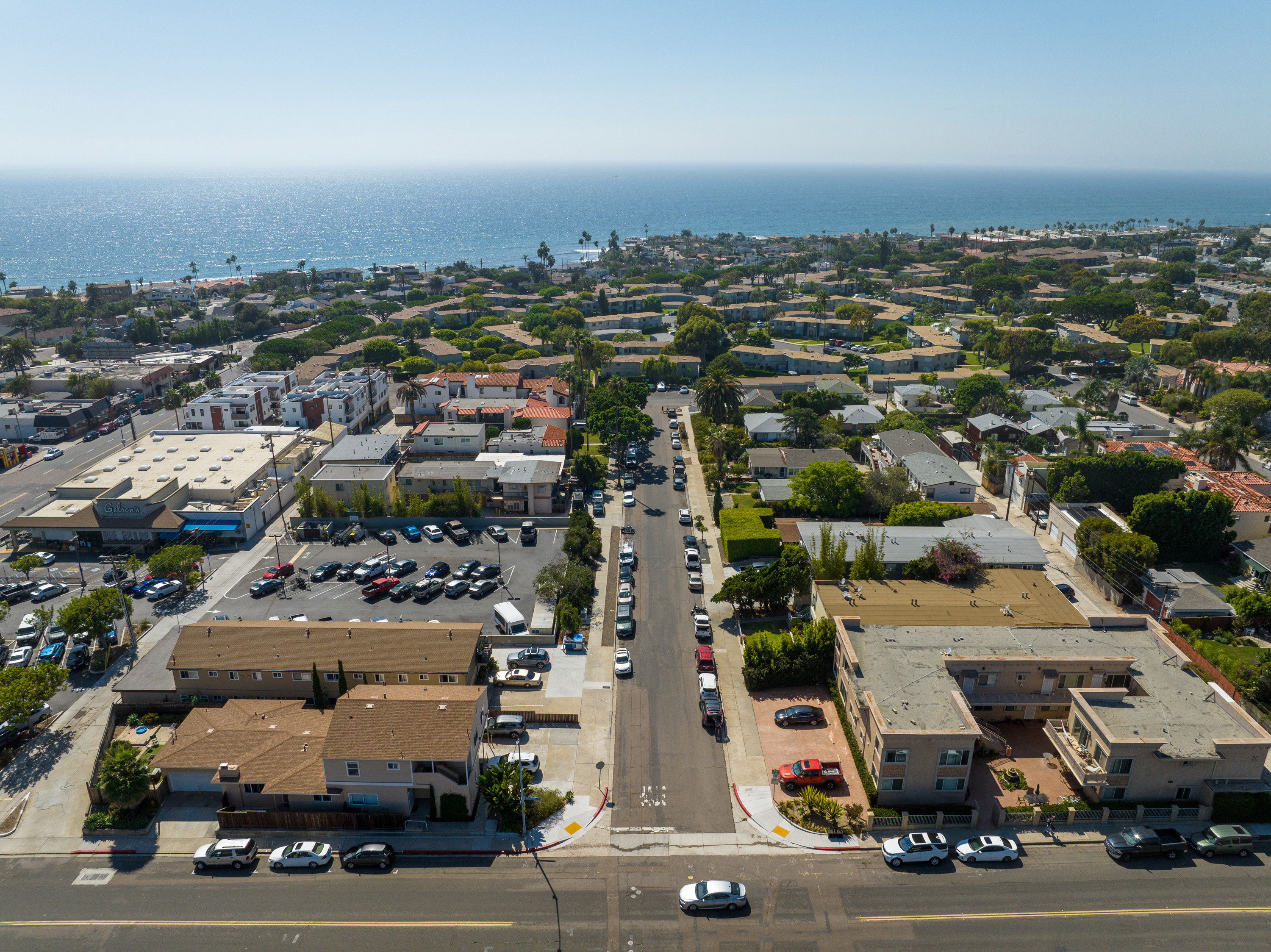 Aerial Stock Image of Coastal Homes on San Diego Coast Pacific Beach Area