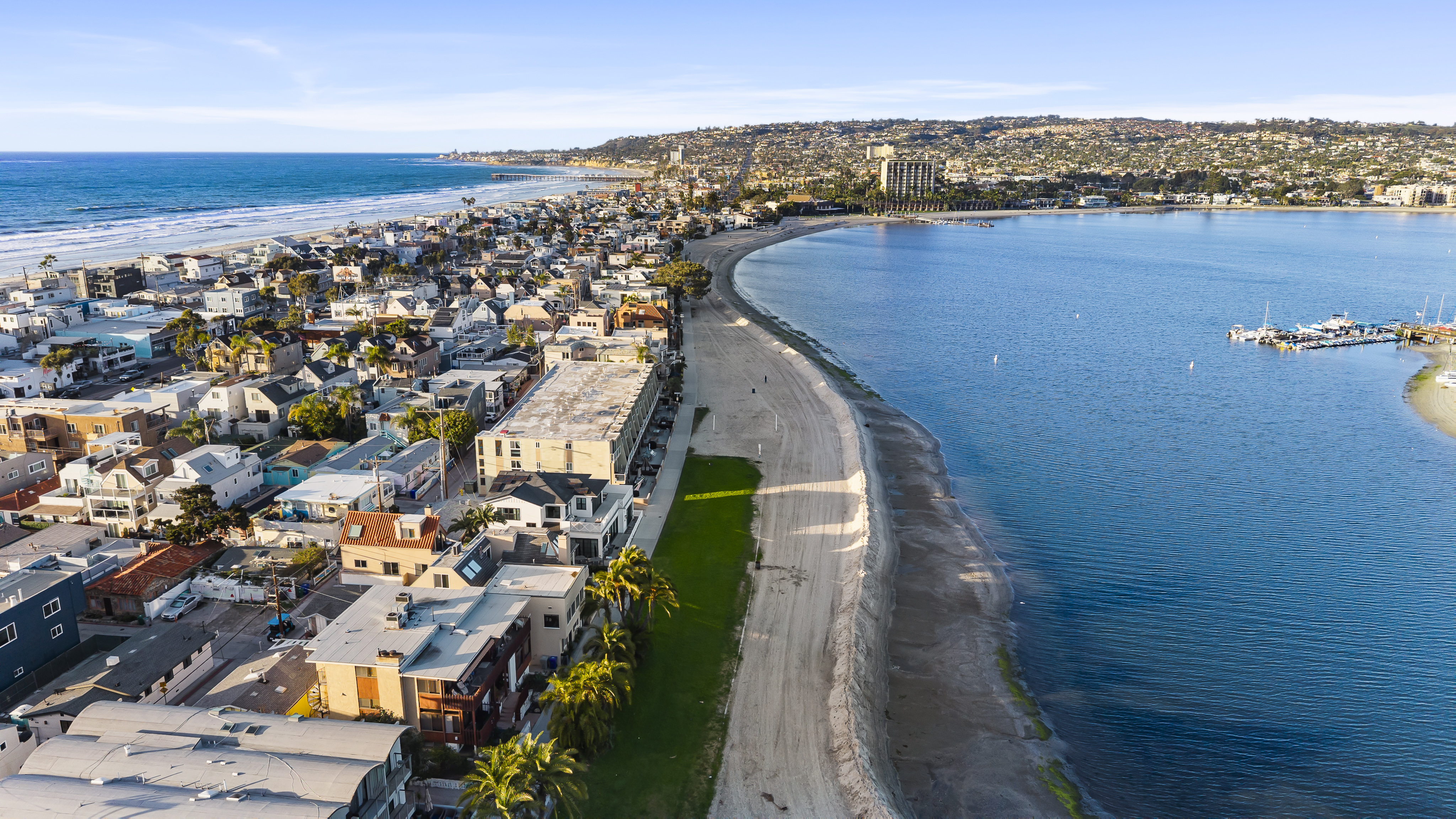 Mission Beach Homes Aerial View with Ocean and Bay