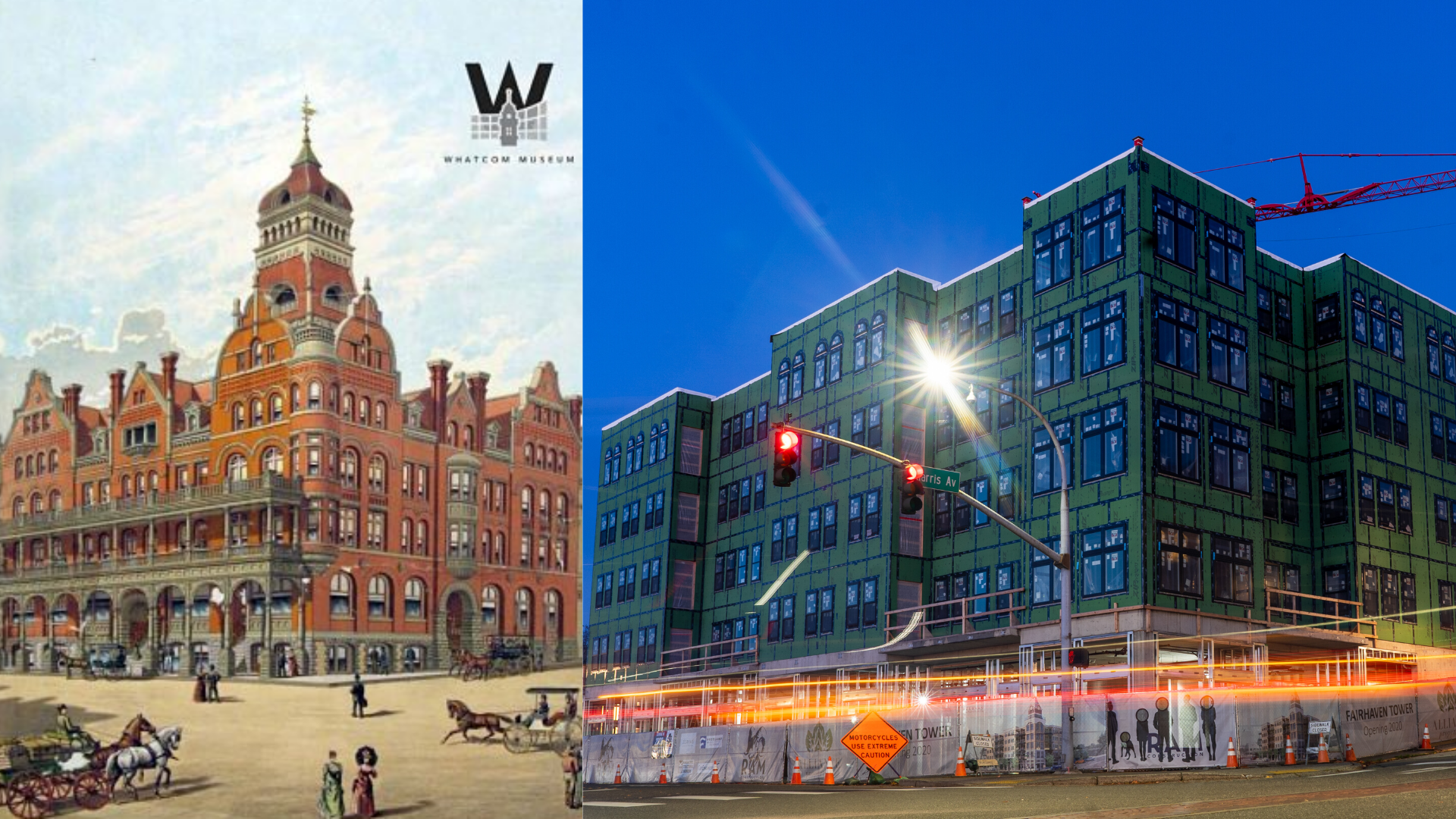 Bellingham Then & Now: Fairhaven Hotel (Fairhaven Tower) header image.