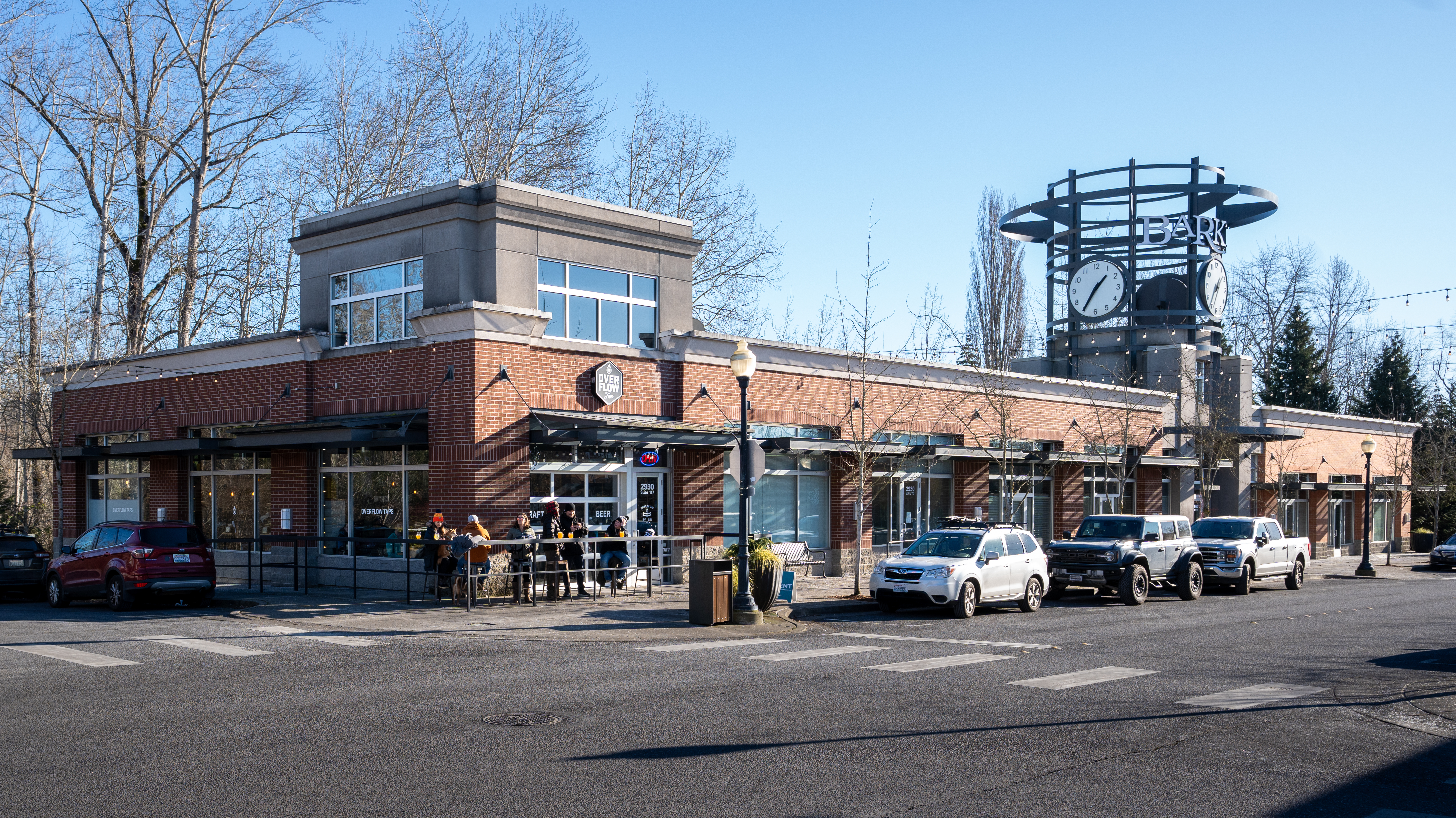 Exterior of Overflow Taps pub in Barkley Village