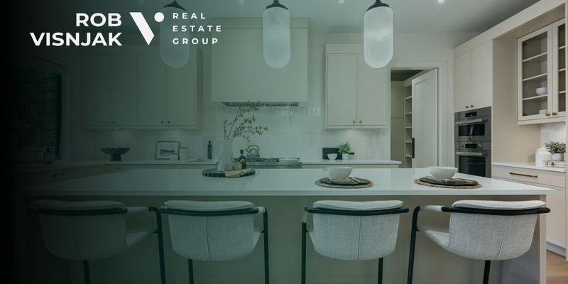 Open kitchen with an island in a Langley family home