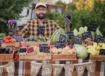 farmers market table fresh produce outdoor