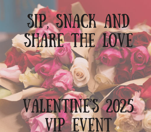 Valentine's Sip N Snack Soirée! header image.