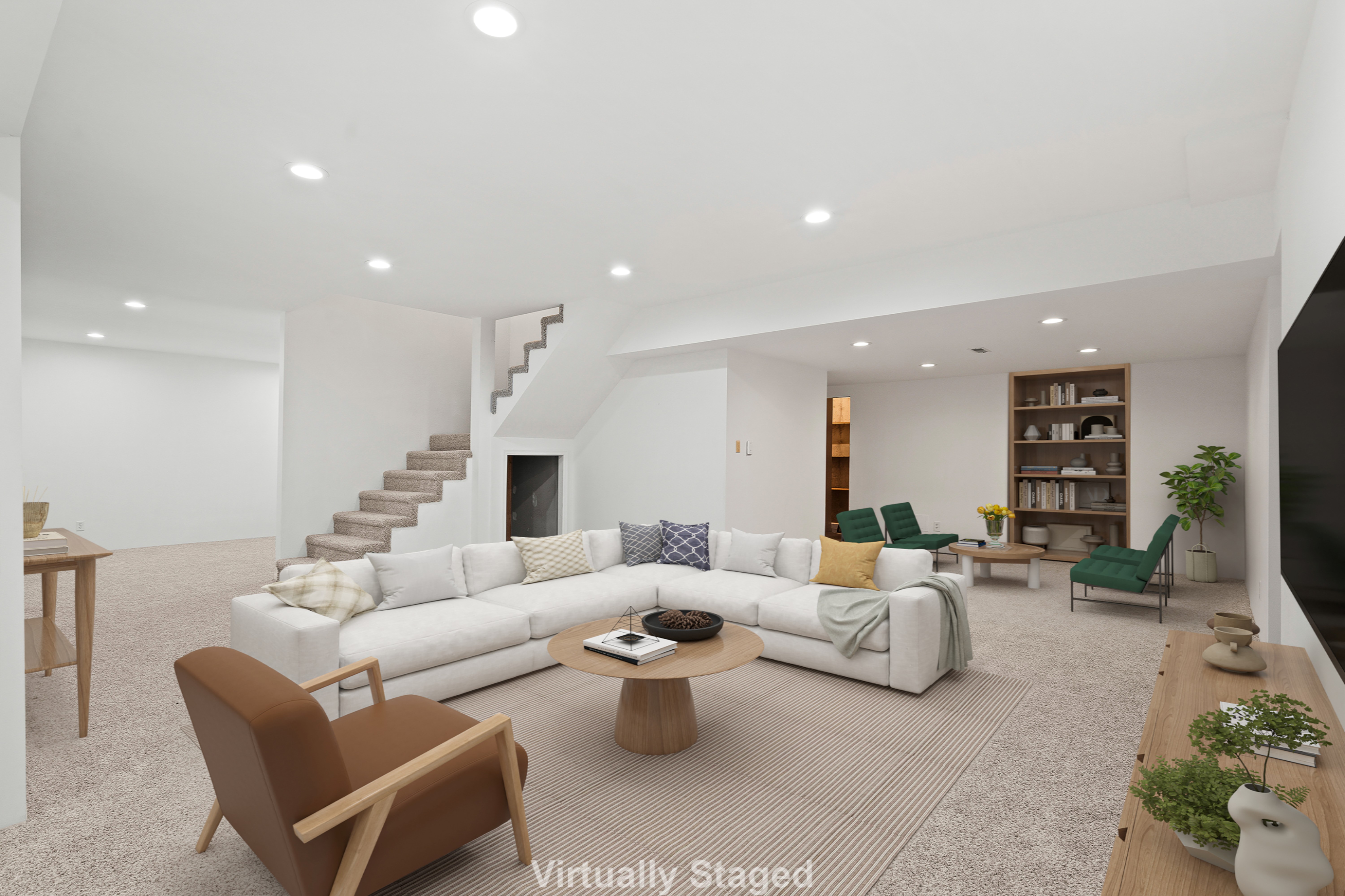 Basement Living Area with virtual staging