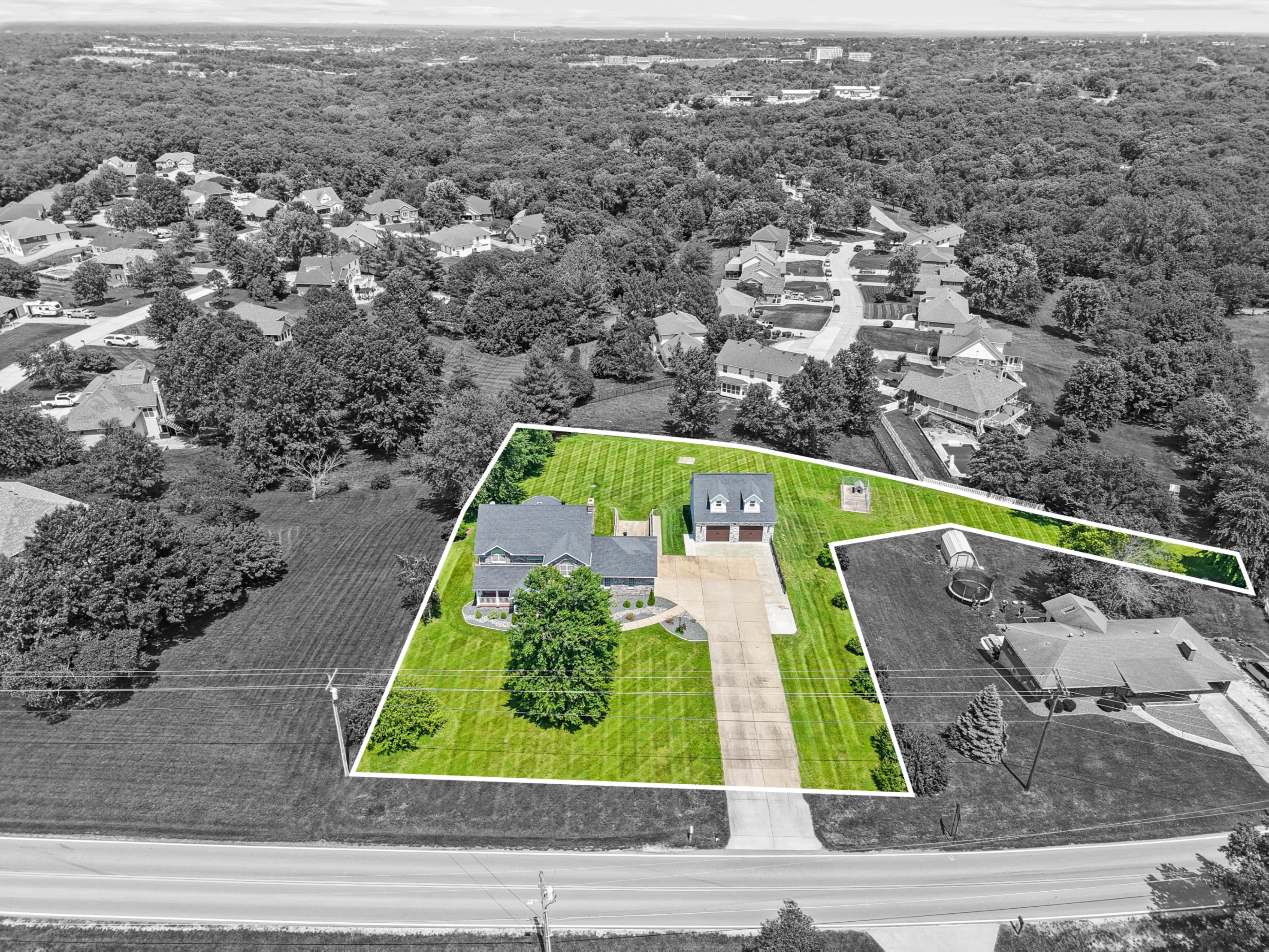 Aerial Property View with Lot Lines