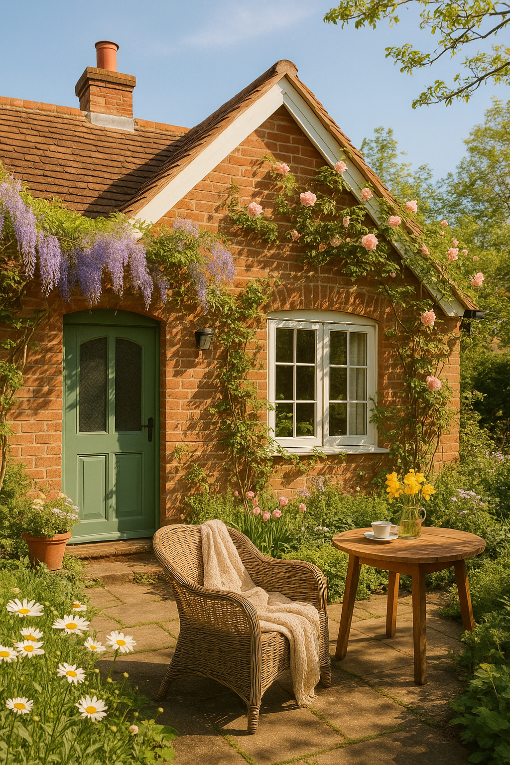 brick house in the spring 