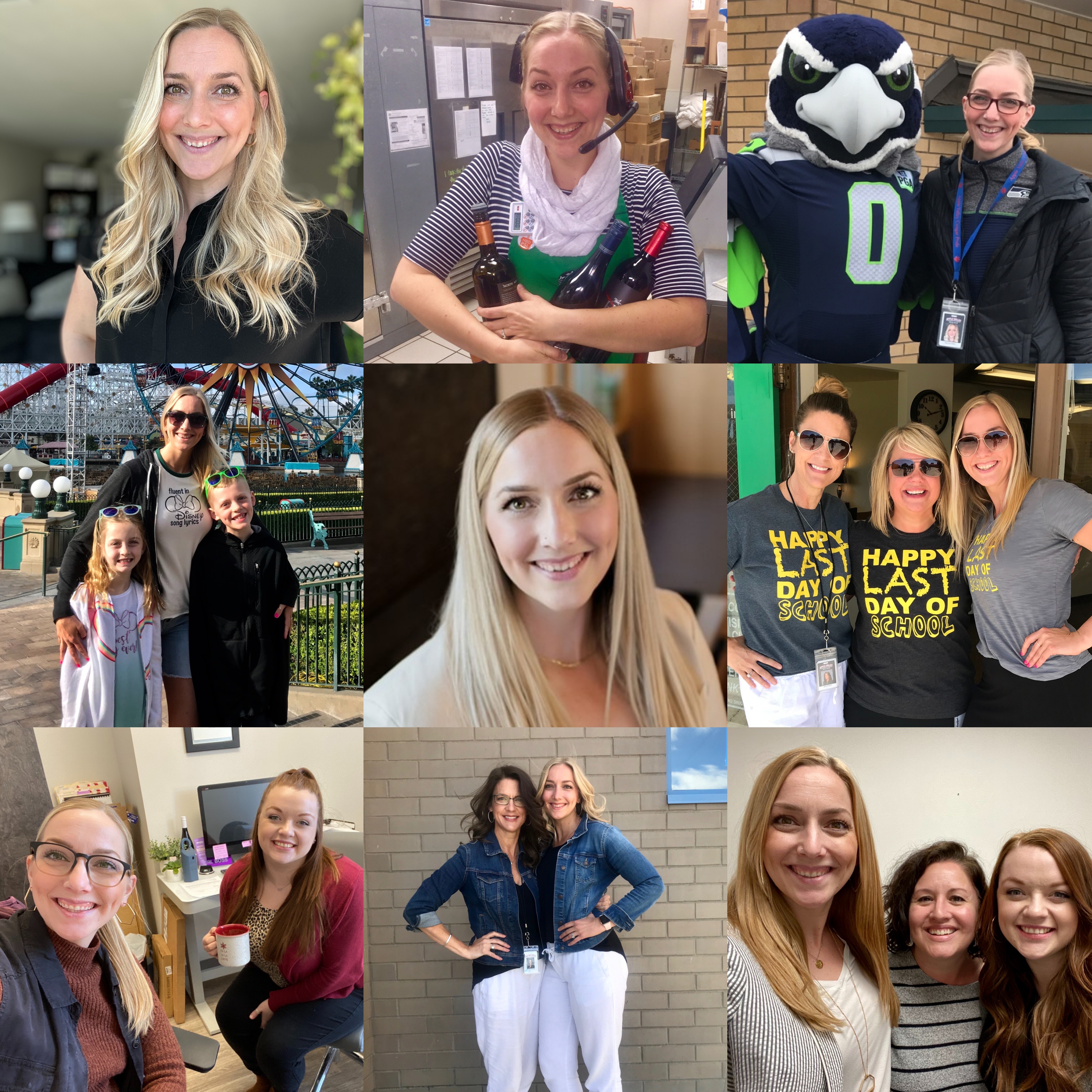 a lot of photos of a blonde woman